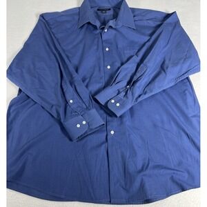 Ivy Crew 2XL 18-18.5 34/35 Blue Solid Dress Shirt Cotton Blend Long Sleeve